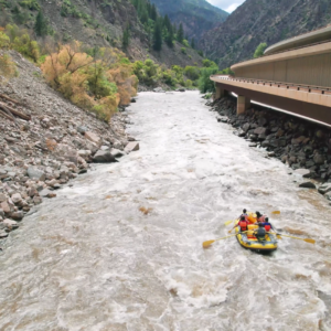 GlenwoodCanyon-RaftingRecreation-CORiverAerial-CRD Rafters along Glenwood Canyon